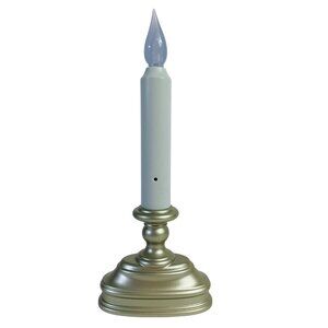 Flameless Candle Dusk to Dawn TImer Sensor Battery Pewter Color Base By Xodus